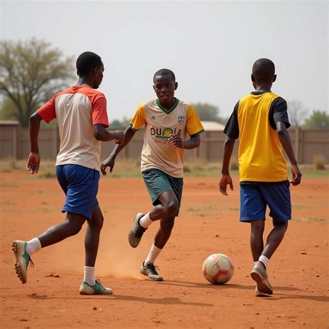 Jeunes joueurs africains sur le terrain